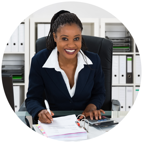 Female professional working at her desk